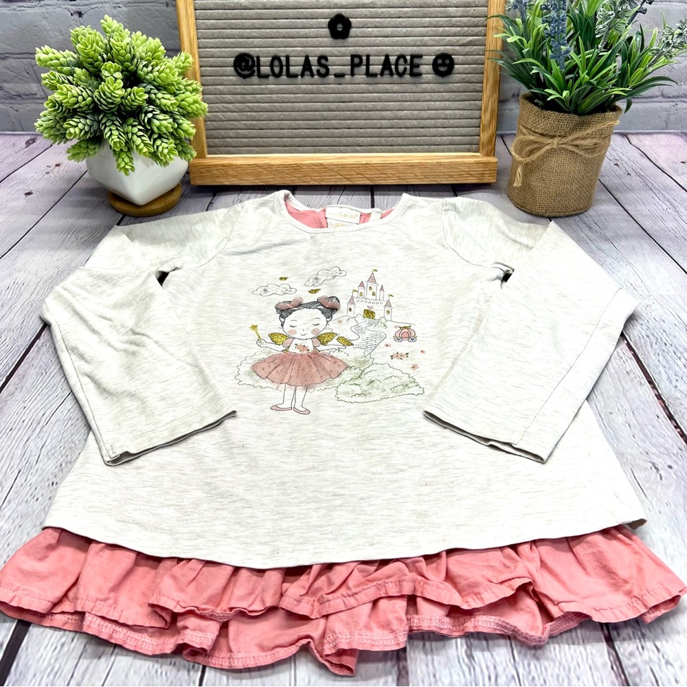 MAGGIE & ZOE Girls Princess Long Sleeve Ruffle Top-EUC